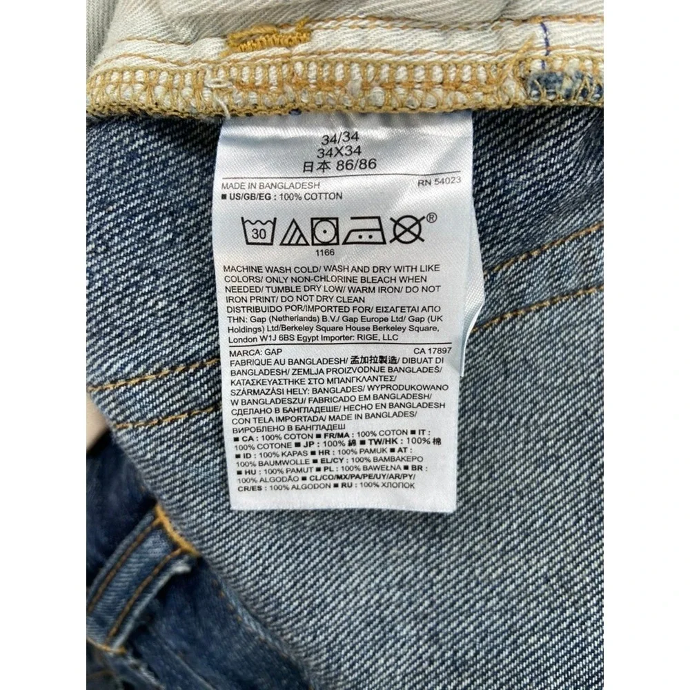 Gap 1969 Jeans Mens 34x34‎ Straight Leg Medium Wash Blue Denim Cotton Comfort